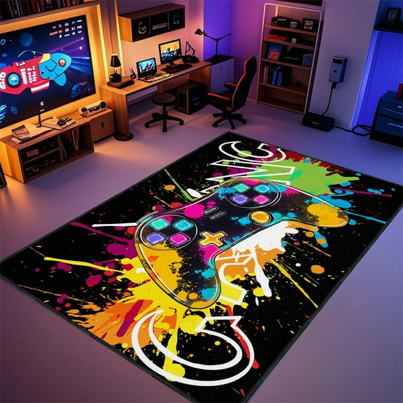 Gamer Rug for Room,3'x5' Gaming Rugs with Non-Slip Backing,Game Room Carpet for Bedroom and Livingroom Decor