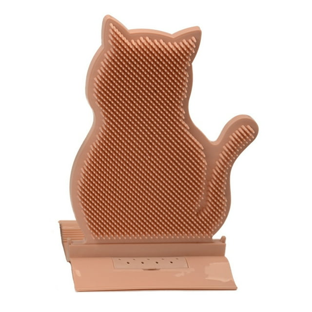 Masajeador facial autoaspirador para gatos, resistente al desgaste, de polietileno, con forma de gato, tabla para picazón con hierba gatera, paquete colorido rosa