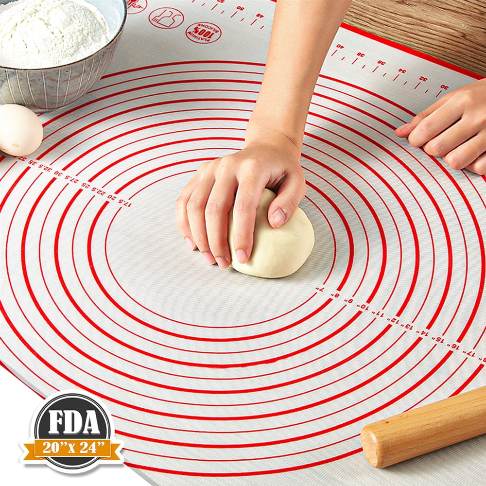 Table Place Blue, Small Non-Stick Silicone Baking Pastry Mat Dough Rolling Mat with Measurement BPA Free Reusable Rolling Pastry Mat for Heat Resistant Placement Countertop Protector