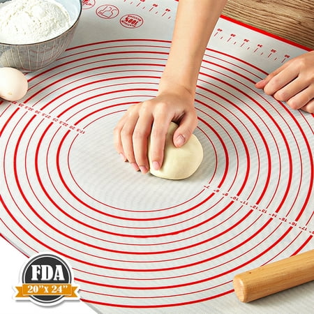 

Non-stick Pastry Mat for Rolling Dough Extra-large FDA Approved Silicone Pastry Kneading Mat Board with Measurements Marking BPA Free Food Grade Non-slip Rolling Dough Baking Mat