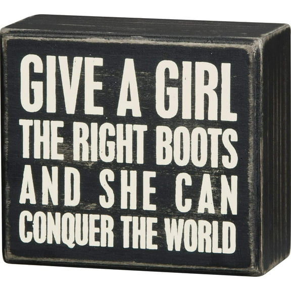 Primitives by Kathy Classic Box Sign, 4 x 3.5-Inches, Conquer The World