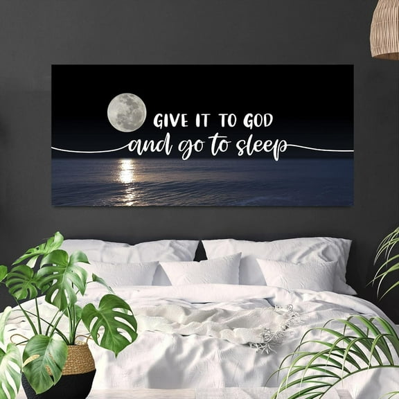 Aaheei Wall Decorations For Living Room Bedroom Wall Art Give It to God Sign Quotes Pictures Inspirational Rustic Canvas Wall Art Beach Painting Artwork Above Bed Ocean Paintings Home Decor