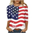 thumbnail image 2 of Odbmxy T Shirt Women 3/4 Sleeve Patriotic Independence Day Womens Shirts Plus Size Vacation Stars Casual Blue Summer Loose Tops, 2 of 5