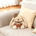 thumbnail image 5 of Bunny Stuffed Animal Soft Fluffy Rabbit Plush Toy, 13.7-Inch Dressed Bunny with Floppy Ears in Khaki Vintage Outfit, Huggable Rabbit Plush Easter Gifts for Family & Spring Decor, 5 of 5