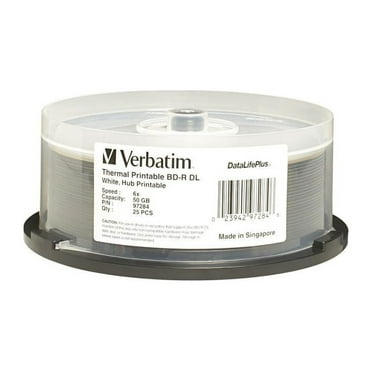 Verbatim BD-R DL 50GB 6X DataLifePlus White Inkjet Hub Printable ...