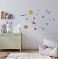 thumbnail image 2 of Cartoon Collection Art Design of Solar System for Nursery Vinyl Wall Decal - Educational Kids Design of Planets Spaceship Asteroid and Satellite Wall Decoration - 30" x 19", 2 of 5