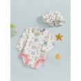 thumbnail image 5 of BemeyourBBs Toddler Baby Girl Swimsuit Infant Bathing Suit One-Piece Swimsuits with Sun Hat Set Long Sleeve Rash Guard Swimwear Strawberry Floral Zipper Summer Beach Wear, 5 of 9