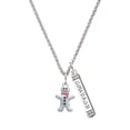 thumbnail image 1 of Delight Jewelry Silvertone Gingerbread Man with Red Scarf Silvertone Courage Strength Wisdom Honesty Bar Charm Necklace, 23", 1 of 4