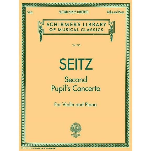 Pupil's Concerto No. 2 in G Major, Op. 13: Schirmer Library of Classics Volume 945 Score and Parts, (Paperback)