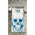 thumbnail image 3 of Ambesonne Skull Quilted Bedspread Set 2 Pcs, Skull Science Elements, Twin Size, Blue White, 3 of 3