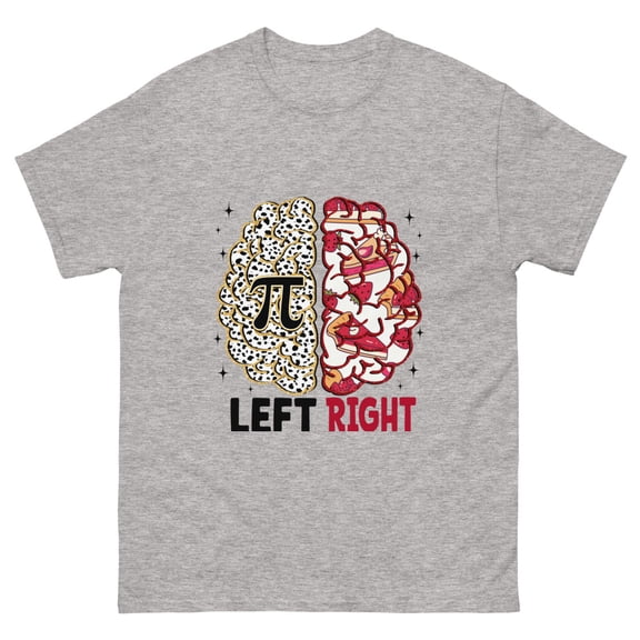 Pi Day Shirt, Funny Pi Day Shirt, Left Vs Right Brain Shirt (Sport Grey, S)