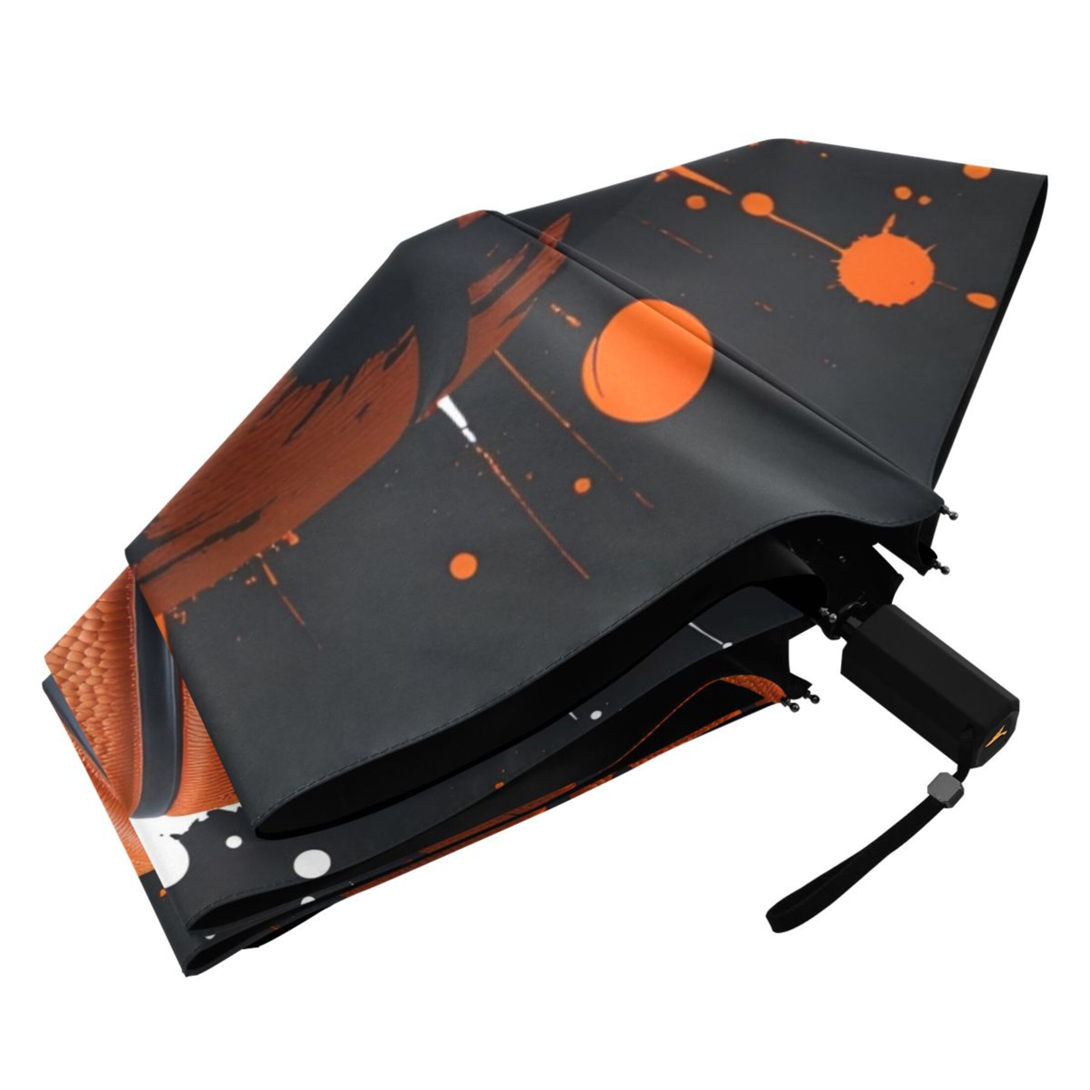 Basketball with Dots All Weather Umbrella Triple Folding Parasol 6 Ribs UV Protection Portable