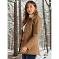 thumbnail image 3 of DARING DIVA Women's Peter Pan Collar Single Breasted Solid Overcoats Coat Camel L, 3 of 6