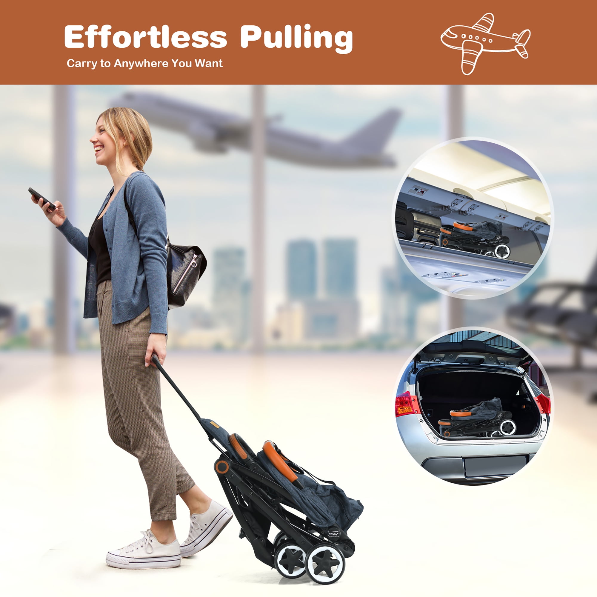 Babyjoy Lightweight Baby Stroller Aluminium Frame with Net for Travel 15 lbs Blue