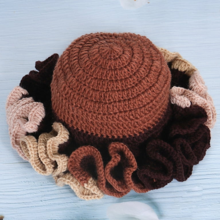 Handmade Crochet Bucket Hat – Ruffled Brim Winter Hat For Women, Purple Fisherman Style 4 thumbnail image