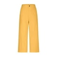 thumbnail image 5 of Work Pants for Women, Women Solid Color Pocket Slim Cropped Wide-Leg Pants Women High Waisted Pants (Yellow,XL), 5 of 9