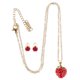 thumbnail image 2 of 1 juego de collar y pendientes de fresa para mujer, cadena de clavícula de acero inoxidable, bonitos pendientes colgantes con colgante de fresa., 2 of 5