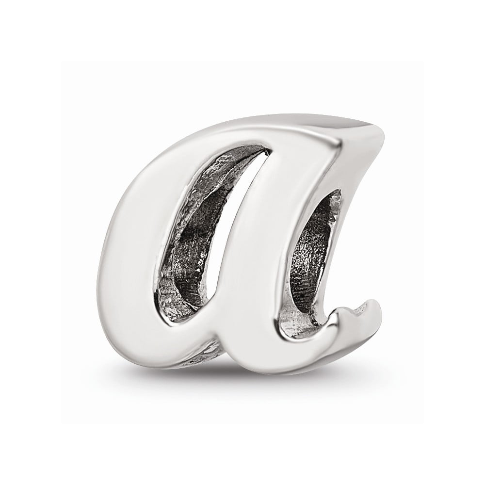 925 Sterling Silver Reflections Letter A Script Bead; for Adults and Teens; for Women and Men