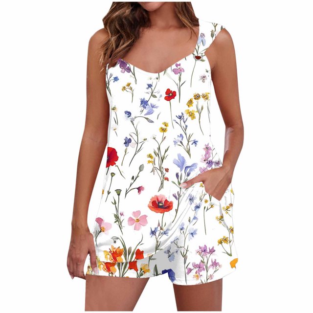 Camisola Tops para las Mujeres Cuello en V sin Mangas con Pantalones de Bolsillo, Pantalones de Mujer Casual para Primavera Verano
