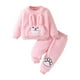thumbnail image 1 of Gibobby Conjunto de ropa para bebé y niño Otoño e invierno bebé 1 3 años Top cuello redondo Color sólido bolsillo de conejo cálido traje de lana(Rosa, 18-24 Meses), 1 of 5
