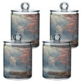 thumbnail image 2 of 2 Pack Misty Morning in Forest Qtip Holder Dispenser Clear Plastic Storage Apothecary Jars for Cotton Swabs Balls Pads Floss, 2 of 7