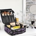 thumbnail image 5 of FORMRS Travel Makeup Bag Large Capacity Train Case Cosmetic Organizer with Adjustable Dividers, Purple Roses, 5 of 8
