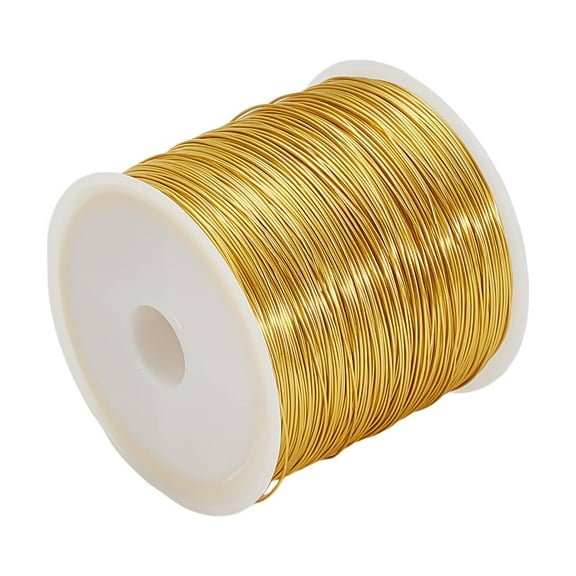 328 Feet Real 18K Gold Plated Wire 0.4mm 26 Gauge Jewelry Craft Wire Golden Resistant Copper Beading Wire for Bracelet Necklace Charm Beading Jewelry Making Findings Gold