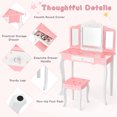 thumbnail image 6 of Infans Kids Vanity Princess Makeup Dressing Table Chair Set W/ Tri-folding Mirror Pink, 6 of 7
