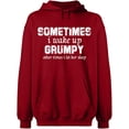 thumbnail image 2 of OXI Hoodie Sweatshirt - I Wake Up Grumpy, Basic Casual Hoodie for Men's and Women Fleece Hoodie Long Sleeve - Antiquee Cherry Small, 2 of 3