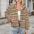 thumbnail image 3 of Jackets for Women Winter Coat Jackets Flannel Stand Collar Jacket(Christmas Red And Green Checkered Pattern with White Dots,Size:S-4XL), 3 of 7