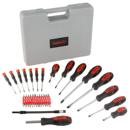 Home Workshop - Screwdriver Set– 42 Piece SAE and Metric Heat Treated Hand Tool Kit with Carrying Case and Magnetized Tips for Home, Garage or Workshop by Stalwart