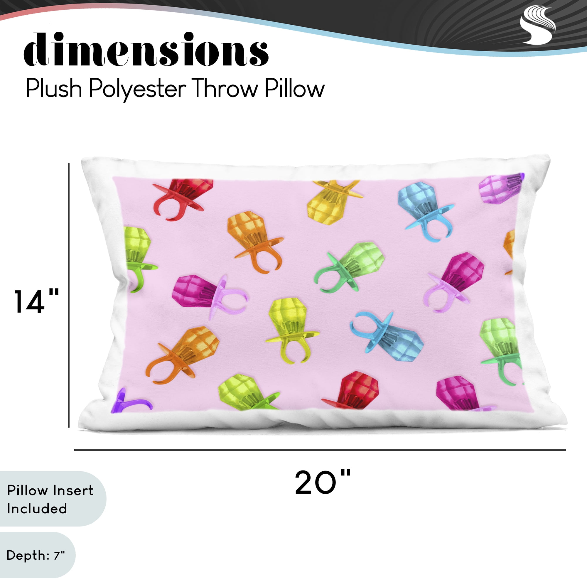 Stupell Industries Candy Gem Ring Party Pattern Decorative Printed Throw Pillow, design by LISH Creative, 14 x 7 x 20