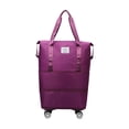 thumbnail image 3 of Bolsa de lona con ruedas, bolso de mano, bolsa de viaje, bolsa de ropa, bolsa de lona plegable expandible para mujeres, hombres, deportes, fin de semana rojo púrpura, 3 of 9