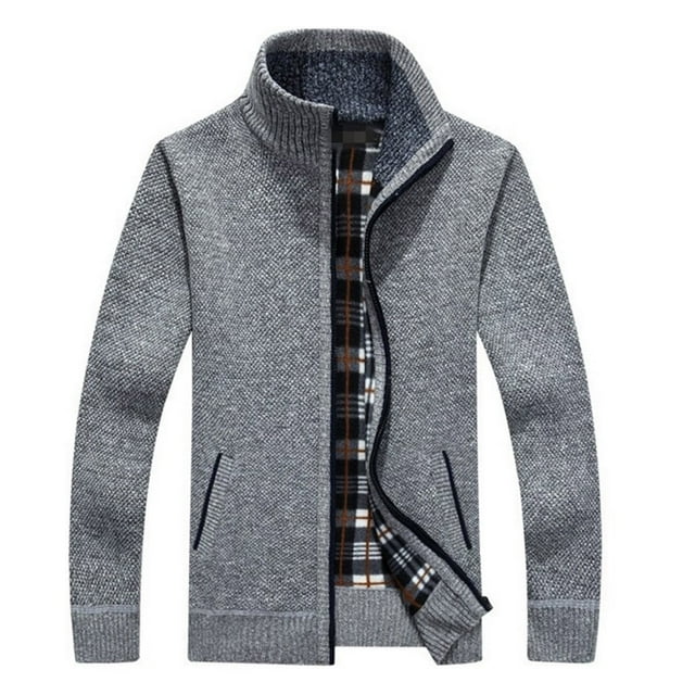 SHIXIAOO Men's Shawl Collar Cardigans Slim Fit Button Knit Black Sweater Pockets Warm Long Dress Jacket for Men