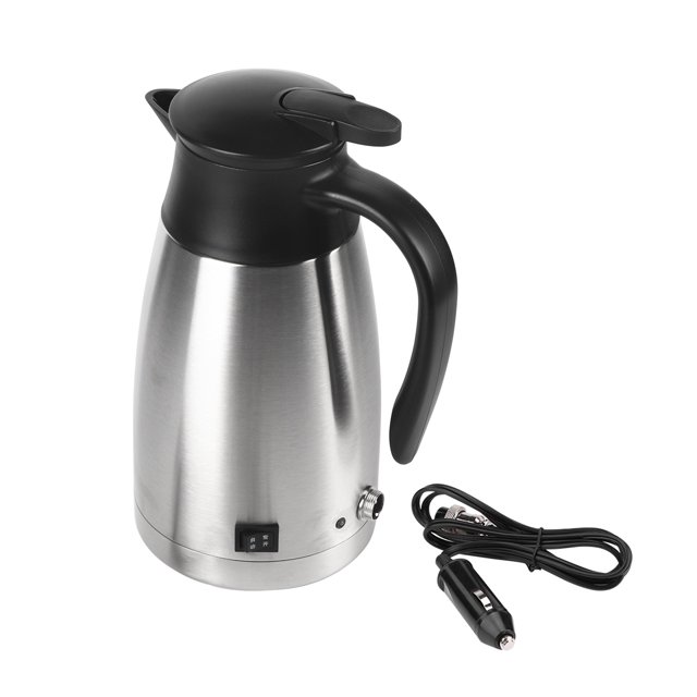Electric In car Kettle, 1000ML 12V/24V Stainless Steel Electric in car Kettle Travel Thermoses Heating Water Bottle Portable Water Heater for Tea Coffee
