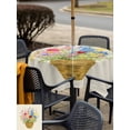 thumbnail image 5 of Outdoor Tablecloth with Umbrella Hole for Patio/Picnic/Party/Camping, Spring Flowers Basket Waterproof Table Cloth Square Cover Washable, Vintage Colorful Floral (60"x 60"), 5 of 8