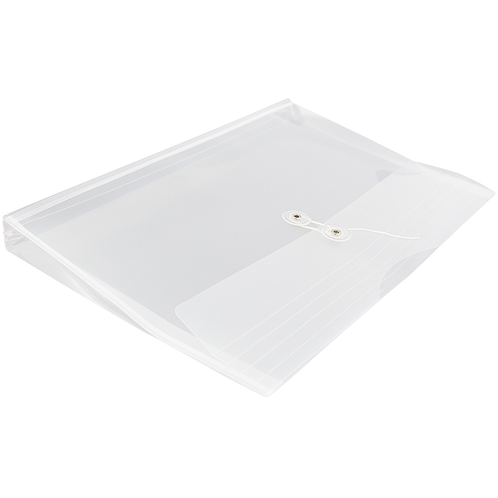 JAM Paper Plastic Envelopes with Button & String Tie Closure, Legal Booklet, 9 3/4 x 14 1/2, Clear, 3/Pack