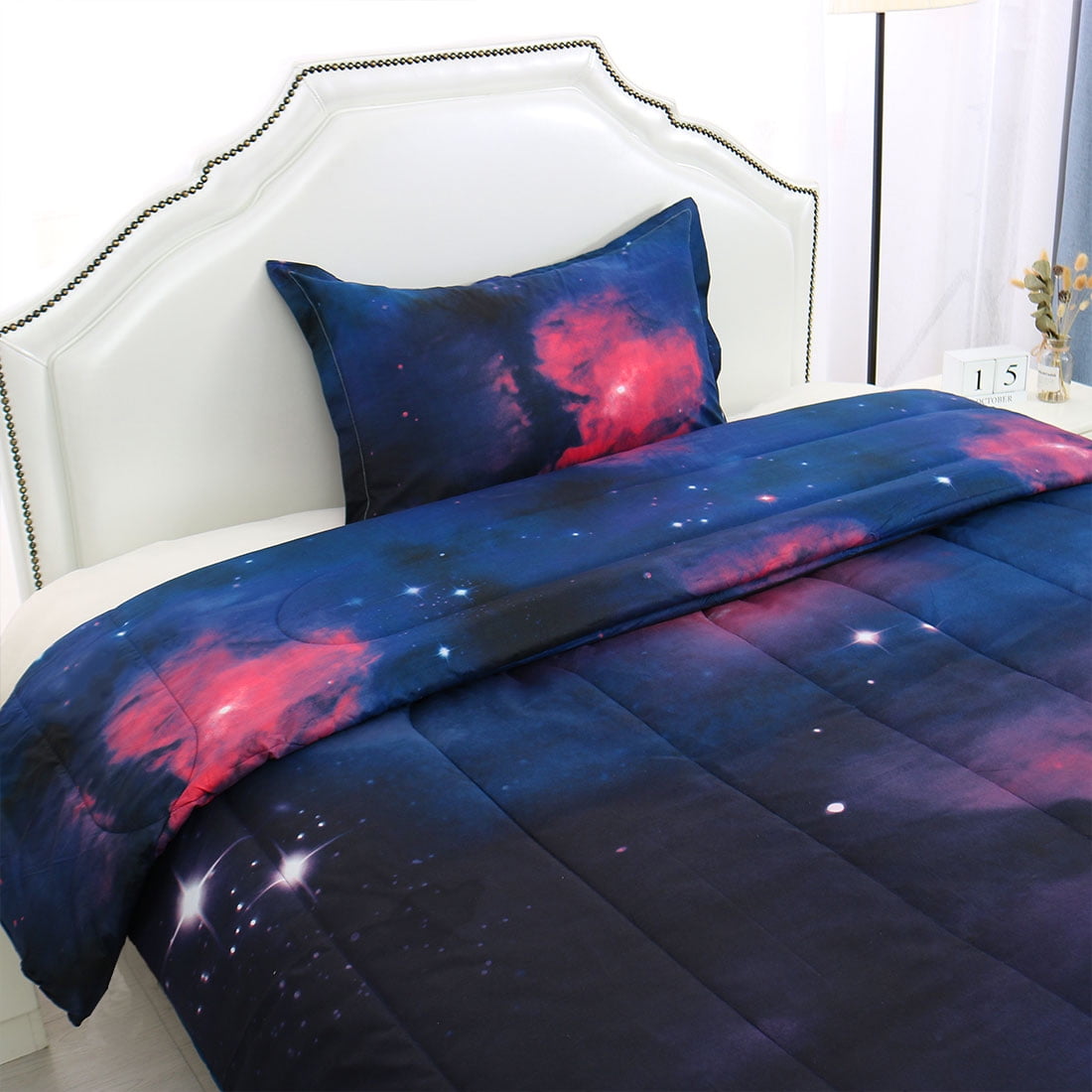 Unique Bargains 2-Piece Polyester All-Season Down Comforter Set, Twin, Fuchsia