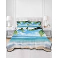 thumbnail image 3 of Beach Ocean Waves King Size Down Alternative Comforter, Lightweight Comforter Quilt Bedding Set with Pillow Shams Summer Tropical Palm Tree Leaves All Seasons Bed Comforter Duvet Insert 96"x106", 3 of 7