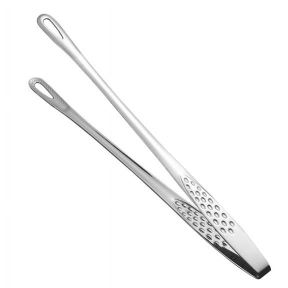Korean-Japanese Barbecue Tongs Stainless Steel Kitchen Food Tongs tweezers Kitchen Tweezer for Cooking, Repairing, Sea Food, Silver Long Barbecue Tongs