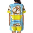 thumbnail image 3 of Bingfone Dog Takes a Bath in the Bathtub Print Pajamas Sets for Women Soft Short-Sleeved Pjs with Lounge Shorts Two Piece Sleepwear, 3 of 8