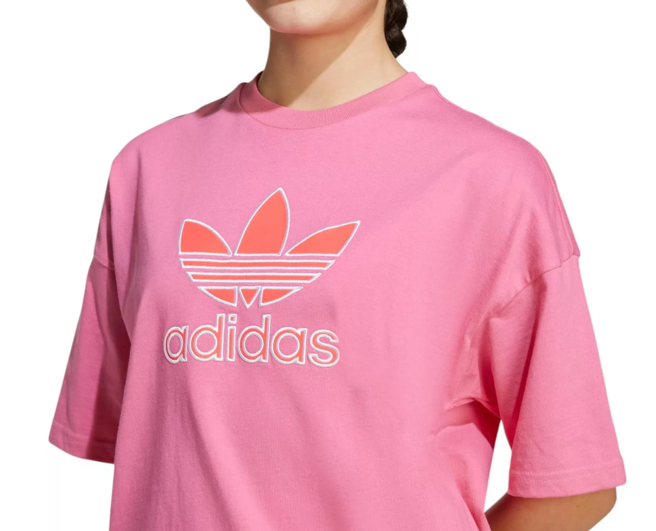 adidas Kids' Oversized Trefoil Tee size L 13-14 yr