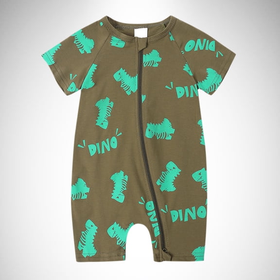 Baby Onesie Summer Short Sleeve Print Double Zipper Romper Baby Rompers Girl B 18-24 Months