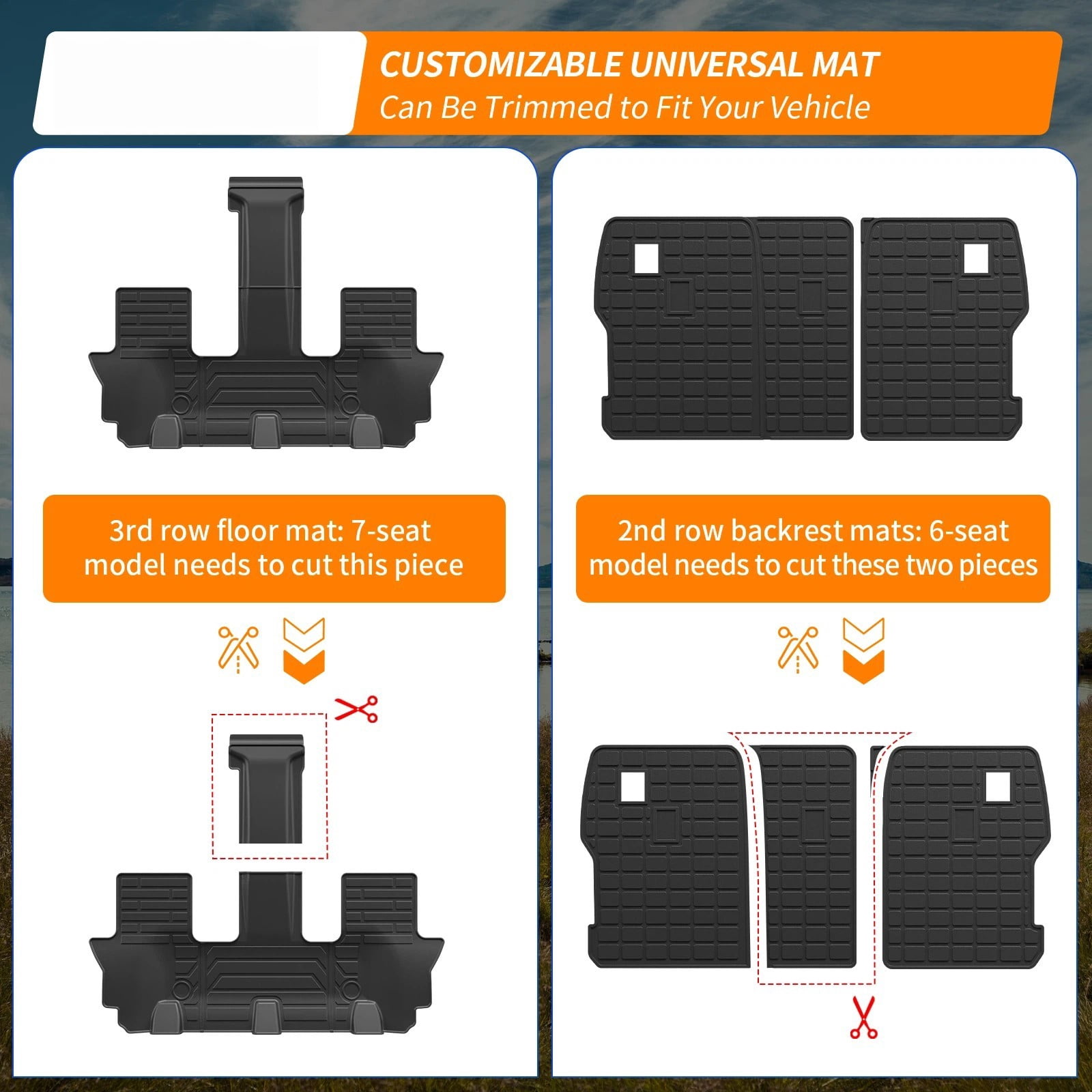 Bomely Floor Mats for 2024 2025 2026 Hyundai Santa Fe 6&7 Seats Fit Gas&Hybrid Cargo Mat