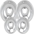 thumbnail image 1 of JUNWELL 4 Piece Drip Pans Set Compatible with Whirpool Kenmore Frigirate Stove Chrome Finish Electric Stove Burner Drip Pans  Include 2 Pcs 6‘‘ and 2 Pcs 8 ‘‘ Cooktop Replacement Drip Pan, 1 of 7