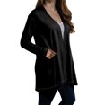 thumbnail image 6 of idosla Women's Lightweight Open Front Cardigan Casual Long Sleeve Loose Cardigans with Pockets (Black, L), 6 of 8