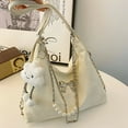 thumbnail image 4 of Bolso de hombro de piel suave de gran capacidad, versión coreana, con cadena de perlas, para mujer, primavera y verano 2025, nuevo bolso de mano con textura para debajo del brazo., 4 of 5