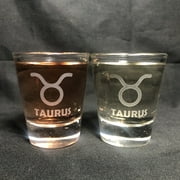 Zodiac sign 1.5 oz shot glass set of 2 Taurus