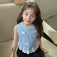 thumbnail image 2 of Shirts Girls Spring Summer Bow Short Vest Style Lace Patchwork Sleeveless Top Trend Girls' Tops, Tees Blue, 2 of 7