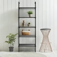 thumbnail image 6 of happimess Madera 72.05" Classic Industrial 5-Shelf Wood Wall-Mounted Open Ladder Bookcase with Metal Frame, Black, 6 of 9